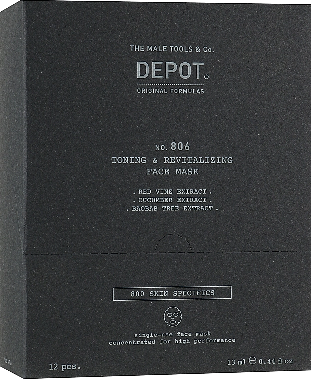 Depot Маска тонізувальна для обличчя й шиї No 806 Toning & Revitalizing Face Mask - фото N1