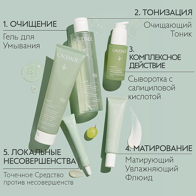 Caudalie Очищающий гель для комбинированной и жирной кожи Vinopure Purifyng Gel Cleanser - фото N12