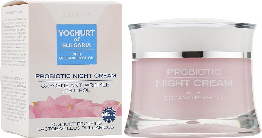 BioFresh Ночной крем для лица с пробиотиком "Против морщин" Yoghurt Of Bulgaria With Organic Rose Oil - фото N2