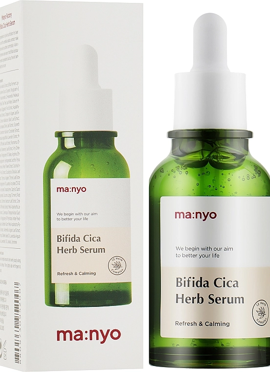 Manyo Сыворотка успокаивающая с комплексом центеллы и бифидобактериями Bifida Cica Herb Serum - фото N2