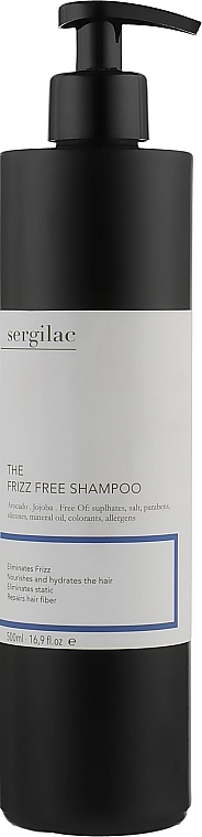 Sergilac Безсульфатный шампунь для волос с антистатическим эффектом The Frizz Free Shampoo - фото N1