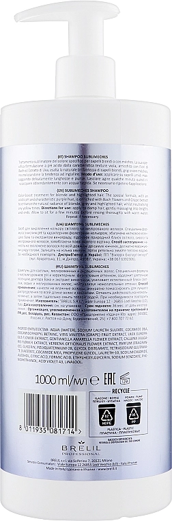 Brelil Шампунь для усунення жовтизни Silver Blonde Sublimeches Shampoo - фото N5
