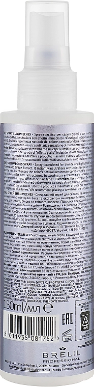 Brelil Спрей для усунення жовтизни Silver Blonde Sublimeches Spray - фото N2