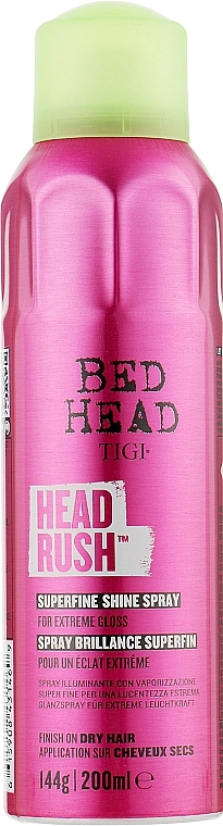 Спрей для блиску волосся легкої фіксації - TIGI Bed Head Headrush Superfine Shine Spray, 200 мл - фото N1