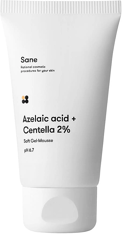 Sane Гель для лица очищающий Azelaic Acid + Centella 2% Soft Gel-Mousse pH 6.7 - фото N1