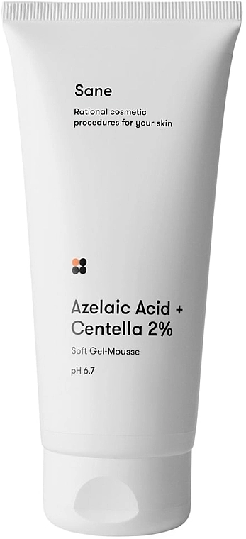 Sane Гель для лица очищающий Azelaic Acid + Centella 2% Soft Gel-Mousse pH 6.7 - фото N2