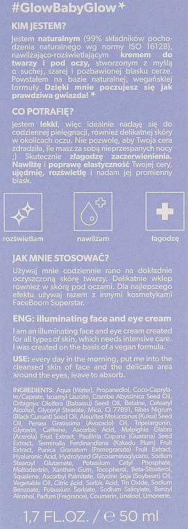 BodyBoom Зволожувальний і освітлювальний крем для обличчя й очей FaceBoom SuperStar Illuminating Face And Eye Cream - фото N3