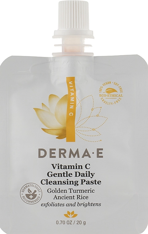 Derma E Ніжна освітлювальна щоденна паста 2-в-1 з вітаміном С Vitamin C Gentle Daily Cleansing Paste (дой-пак) - фото N1