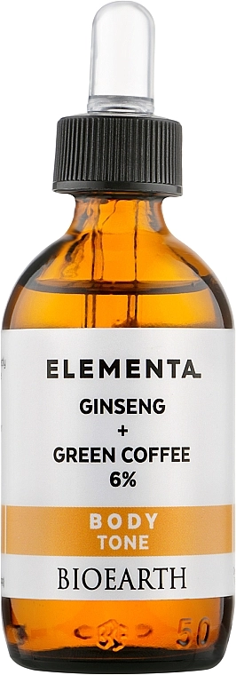 Bioearth Сироватка для тіла "Женьшень і зелена кава 6%" Elementa Ginseng Green Coffee 6% - фото N1