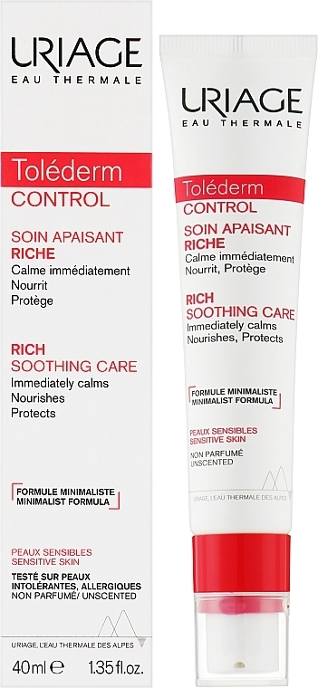 Uriage Успокаивающий крем для чувствительной кожи лица Tolederm Control Rich Soothing Care - фото N2