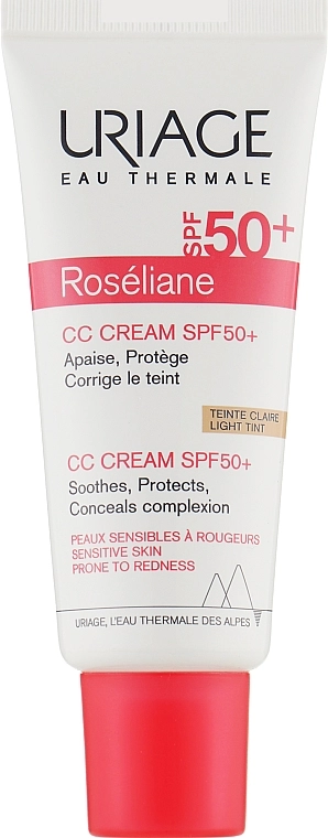 Uriage Roseliane CC Cream Moisturizing Cream SPF50+ Зволожувальний СС-крем для обличчя проти почервонінь - фото N1