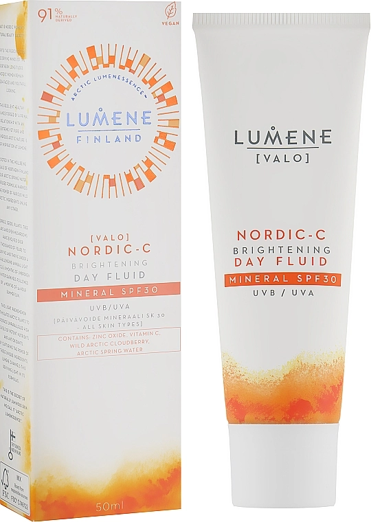 Lumene Денний флюїд, який надає сяйва, з мінеральним фільтром Nordic-C Valo Brightening Day Fluid Mineral SPF 30 - фото N2