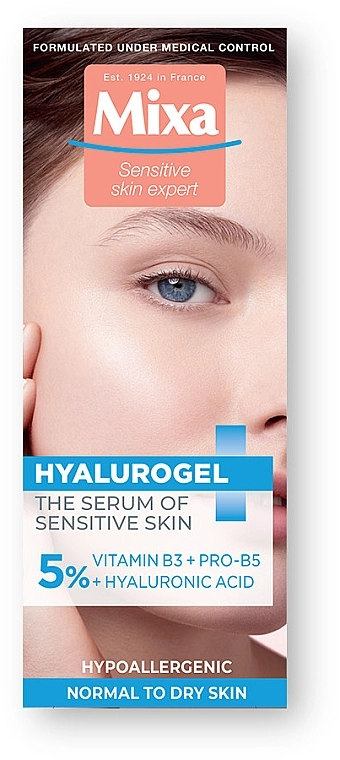 Mixa Увлажняющая сыворотка для чувствительной кожи лица с гиалуроновой кислотой и витамином В3 Hyalorugel - фото N3
