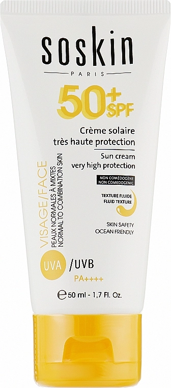 Soskin Солнцезащитный крем-флюид для лица SPF 50+ Sun Cream Very High Protection SPF50+ - фото N1