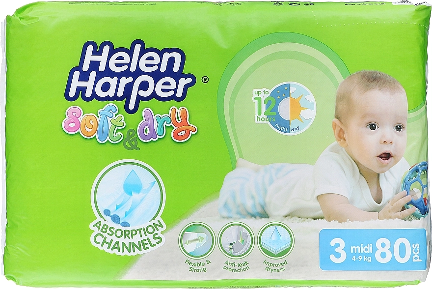 Helen Harper Дитячі підгузки Baby Midi 3, 4-9 кг, 80 шт. - фото N1