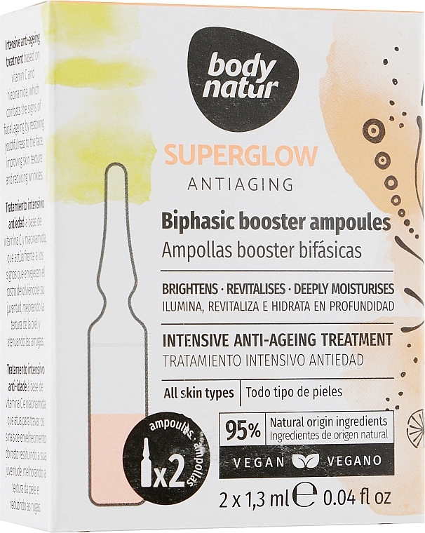 Body Natur Двофазні ампули для обличчя Superglow Antiaging Biphasic Booster Ampoules - фото N5