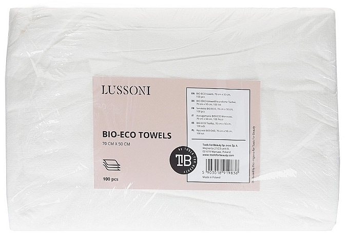 Lussoni Одноразові неткані перфоровані рушники Bio-Eco, 70х50 см Bio-Eco Towels - фото N1