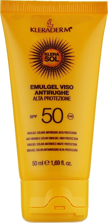 Kleraderm Емульсія сонцезахисна антивікова для обличчя з SPF 50 Emulgel Viso Antirughe - фото N1