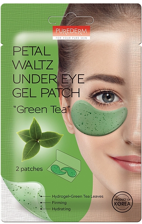 Purederm Гидрогелевые патчи под глаза "Зелёный чай" Petal Waltz Under Eye Gel Patch "Green Tea" - фото N1