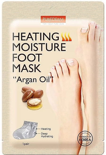 Purederm Зігрівальна зволожувальна маска для ніг з аргановою олією Heating Moisture Foot Mask “Argan Oil” - фото N1