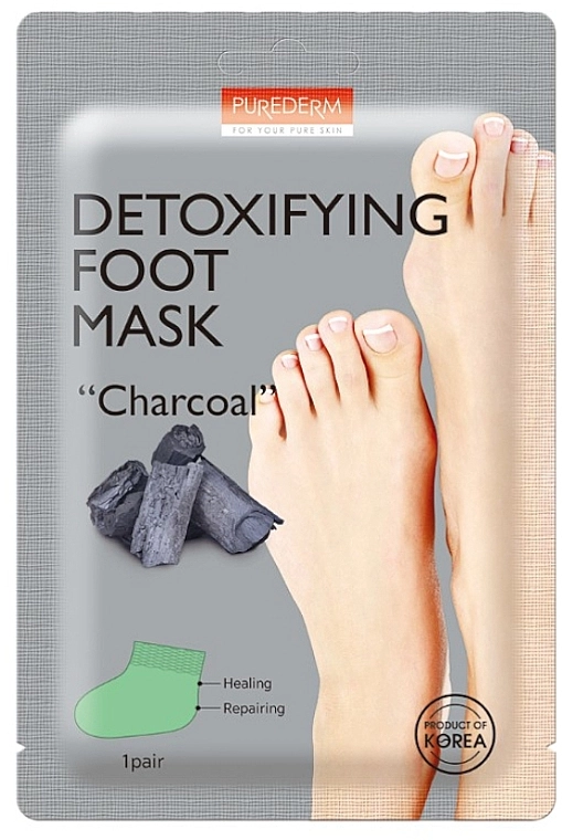 Purederm Угольная маска для ног Purderm Detoxifying Foot Mask "Charcoal" - фото N1