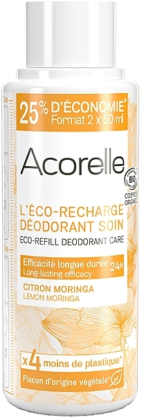 Acorelle Кульковий дезодорант "Лимонна моринга" Lemon Moringa Deodorant Roll-on Refill (змінний блок) - фото N1