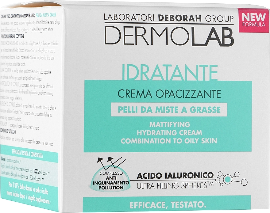 Deborah Матувальний зволожувальний крем Milano Dermolab Mattiying Hydrating Cream SPF 15 - фото N3