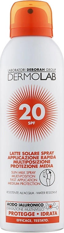 Deborah Молочко-спрей солнцезащитное Dermolab Sun Milk Spray SPF20 - фото N1