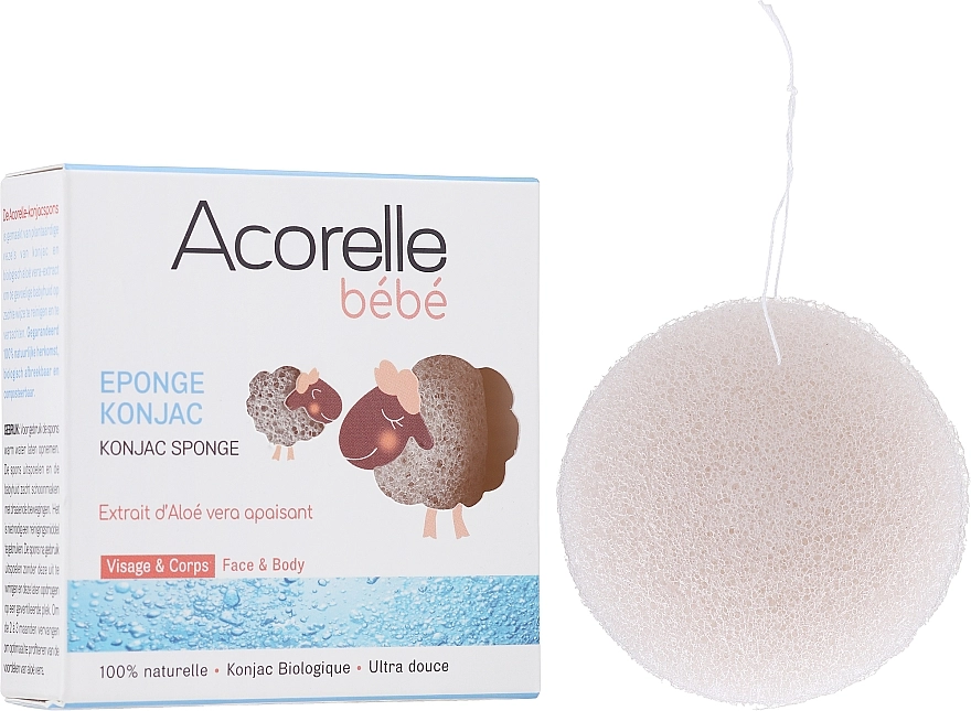 Acorelle Детская мочалка с успокаивающим экстрактом алоэ вера Baby Sponge - фото N2