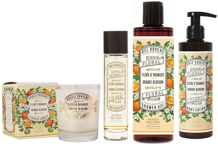 Panier des Sens Orange Blossom Набор (b/lot/250ml + shr/gel/250ml + edt/50ml + candle/180g) - фото N1