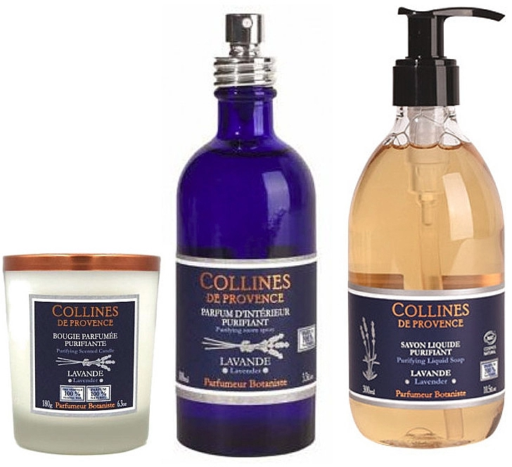 Collines de Provence Набір Natural Lavender (soap/300ml + candle/180g + spray/100ml) - фото N1