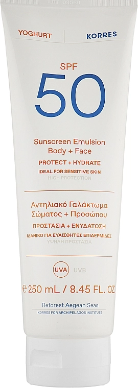 Korres Солнцезащитная эмульсия для лица и тела SPF50 Yogurt Sunscreen Emultion - фото N1