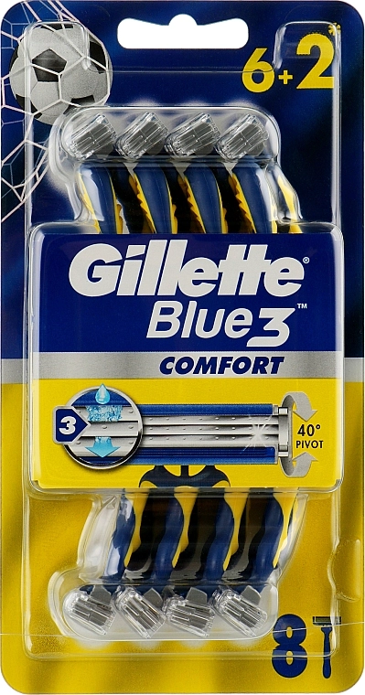 Gillette Набор одноразовых станков для бритья, 8 шт Blue 3 Comfort - фото N1