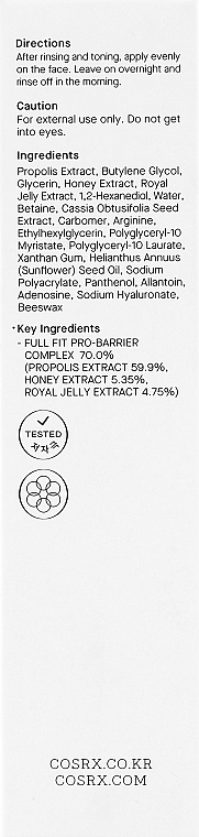 CosRX Нічна маска для обличчя з прополісом і медом Propolis Honey Overnight Mask - фото N3