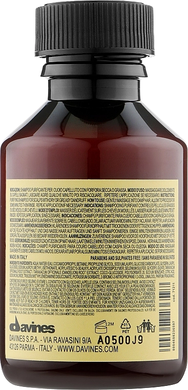 Davines Очищающий шампунь против перхоти Purifying Shampoo - фото N2