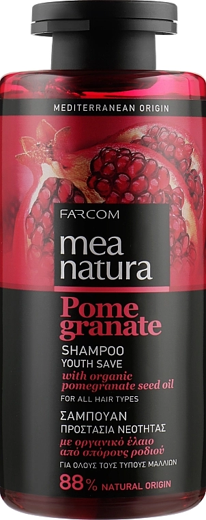 Mea Natura Шампунь для усіх типів волосся з олією граната Pomegranate Shampoo - фото N1