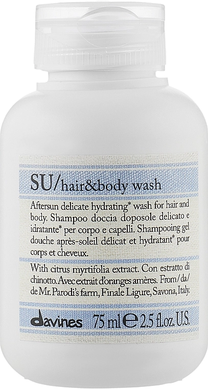 Davines Відновлюючий шампунь для тіла і волосся після сонця SU Replenishing Hair And Body After Sun Wash - фото N1