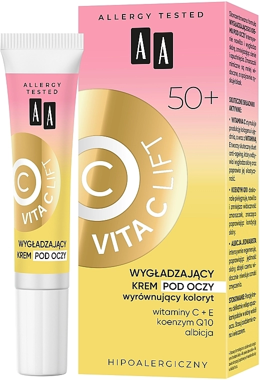 AA Розгладжувальний крем для повік 50+ Vita C Lift Smoothing Eye Cream - фото N1