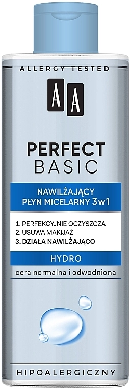 AA Міцелярна вода для нормальної й зневодненої шкіри Perfect Basic 3-in-1 Hydro Micellar Water - фото N1