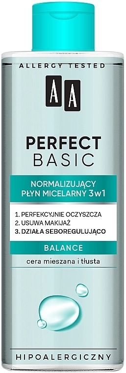 AA Міцелярна вода для комбінованої й жирної шкіри Perfect Basic Balance 3-in-1 Micellar Water - фото N1