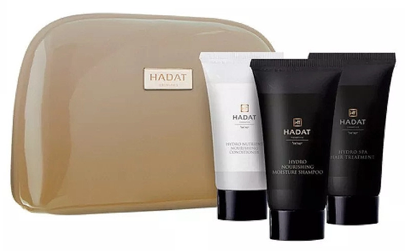 Hadat Cosmetics Набір "Зволожувальний" Hydro Nourishining Set (shm/70ml + cond/70ml + mask/70ml + bag) - фото N1