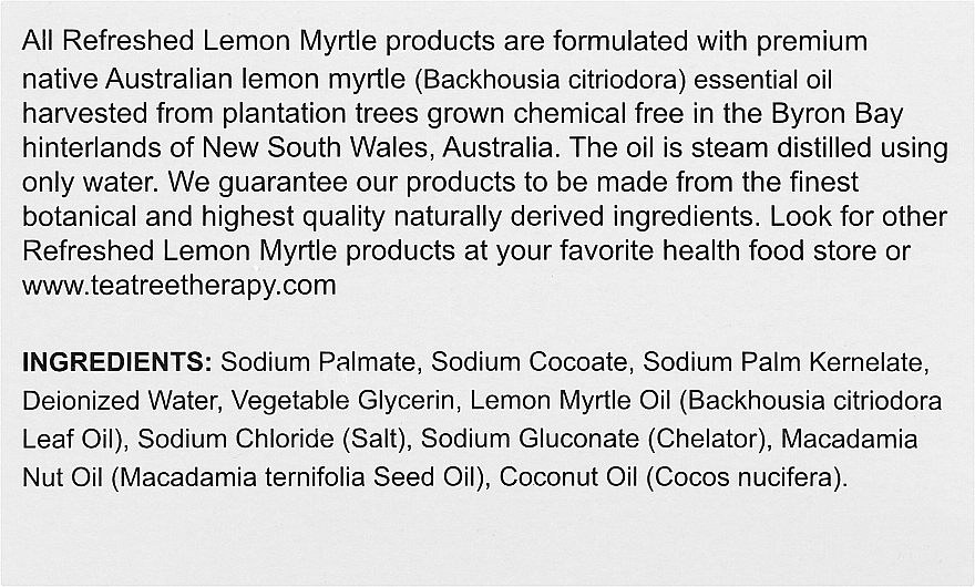 Tea Tree Therapy Мило на рослинній основі натуральне освіжальне з олією лимонного мирта Natural Soap - фото N3
