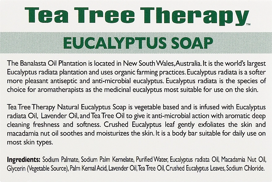 Tea Tree Therapy Мило евкаліптове відлущувальне на рослинній основі Eucalyptus Soap - фото N3