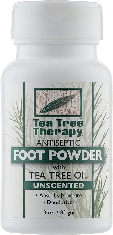 Tea Tree Therapy Порошок для ног дезодорирующий без запаха с маслом чайного дерева Unscented Foot Powder - фото N1
