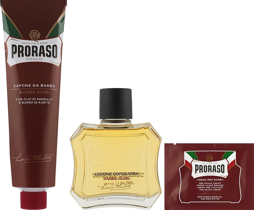 Proraso Набір для гоління жорсткої щетини з екстрактом каріте й сандаловою олією Red Classic Shaving Duo (sh/cr/150ml + ash/lot/100ml) - фото N2