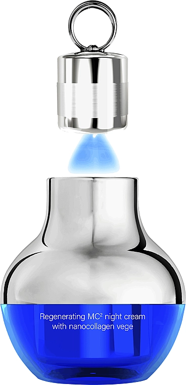 HiSkin Восстанавливающий ночной крем с растительным наноколлагеном + массажер со светодиодной подсветкой SkinLed Regenerating MC2 Night Cream With Nanocollagen Vege - фото N2