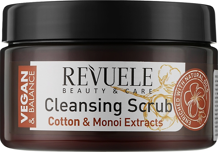 Revuele Скраб для тела "Хлопковое масло и экстракт монои" Vegan & Balance Cotton Oil & Monoi Extracts Cleansing Scrub - фото N1