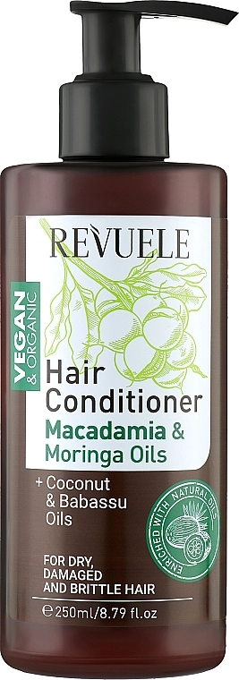 Revuele Кондиціонер для волосся з екстрактом макадамії й моринги Vegan & Organic Hair Conditioner Macadamia & Moringa Extracts - фото N1