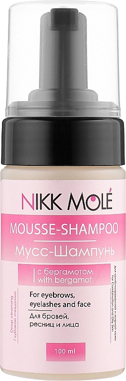 Nikk Mole Мус-шампунь для брів, вій і обличчя з бергамотом Mousse-Shampoo With Bergamot For Eyebrows Eyelashes And Face - фото N1