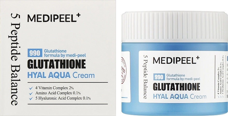 Увлажняющий крем для лица с глутатионом - Medi peel Glutathione Hyal Aqua Cream, 50 мл - фото N2